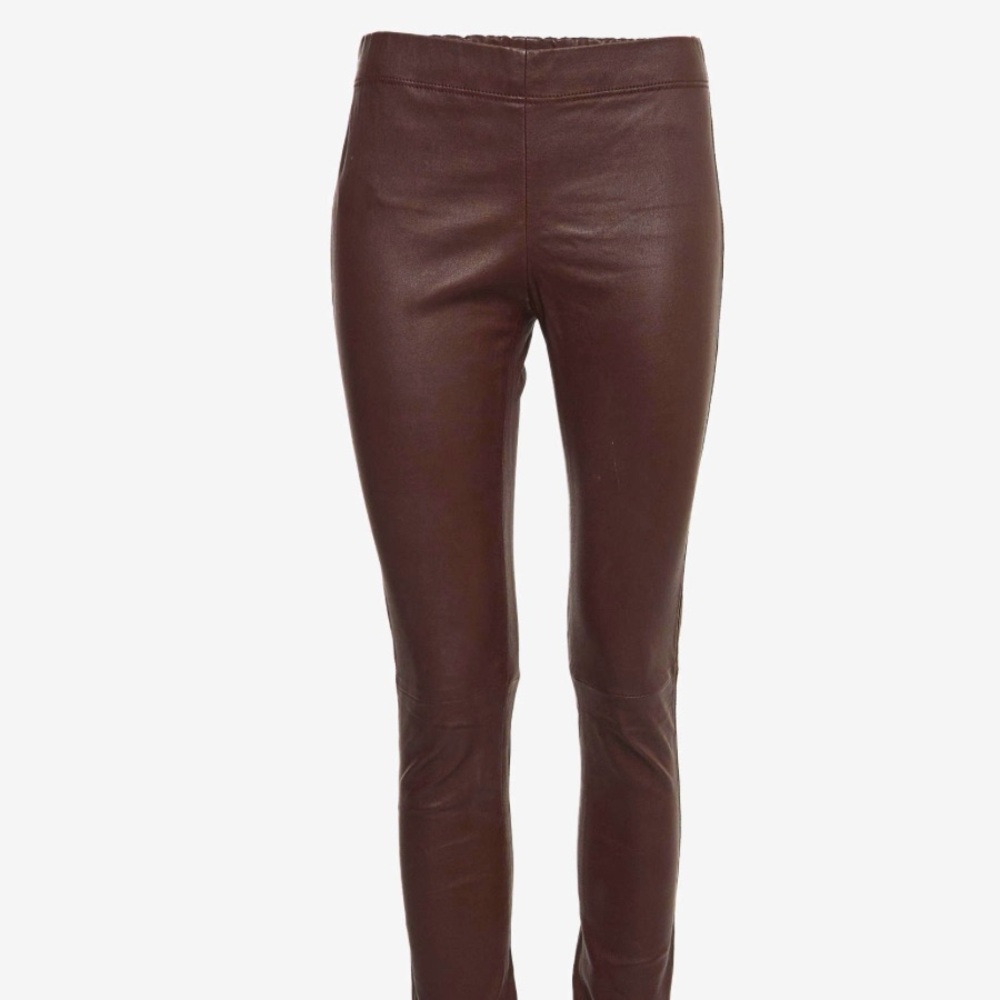 JOSEPH Maroon Lambskin Leggings